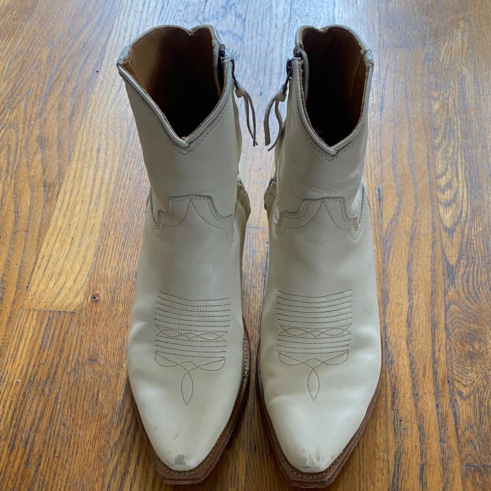 Tecovas Cream Heeled Boots